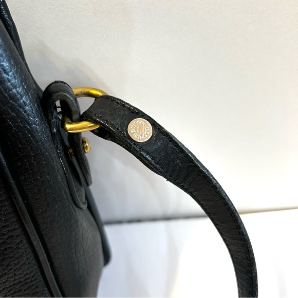 Vintage Dooney & Bourke Black Leather Crossbody Bag with Brass Gold Toned-Detail - Picture 15 of 16